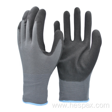 Hespax 13G Polyester Nitrile Working Gloves Sandy Finish